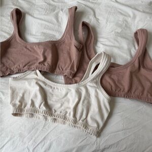 ARQ Soft Bralette Trio - Cream and Brown wide strap